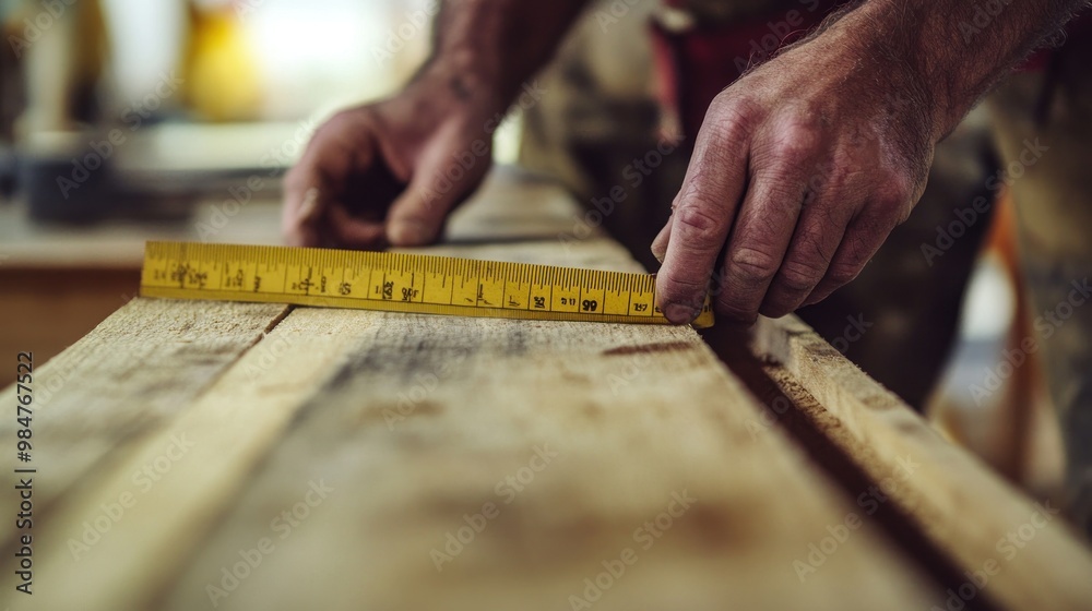 Carpenter Measuring Wood Carpenter Measuring Wood