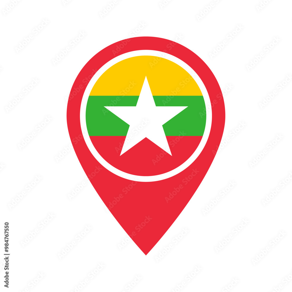 Myanmar flag location icon Myanmar flag location icon