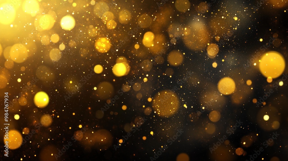 Obraz premium A mesmerizing display of golden bokeh against a dark backdrop, creating a rich and festive atmosphere.