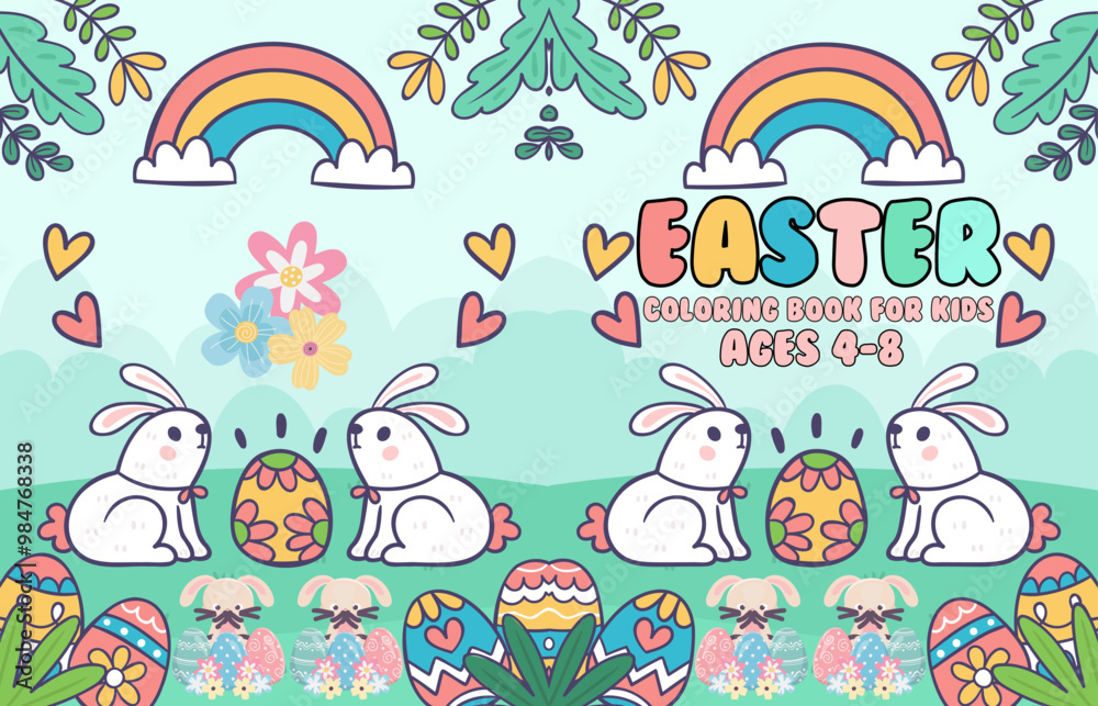 Fototapeta premium Easter coloring book cover design
