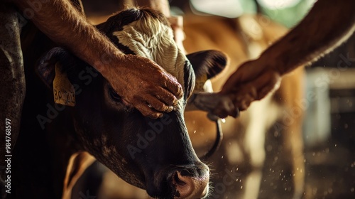 Gentle Touch: A Farmer's Connection with a Cow