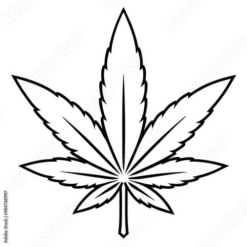 3d rendering of dynamic Cannabis with silhouette beautiful line art. 