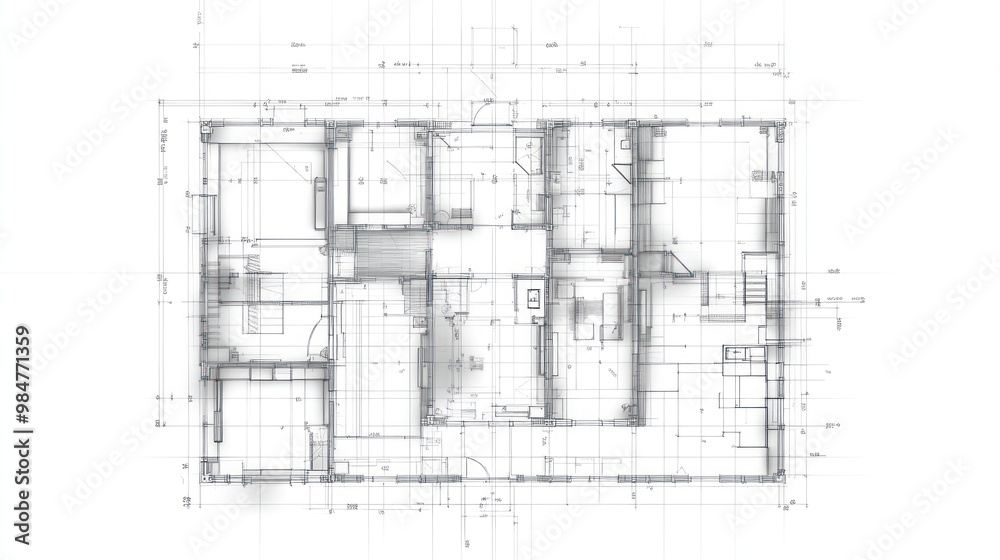 Detailed architectural blueprint of a modern residential home design. Detailed architectural blueprint of a modern residential home design.