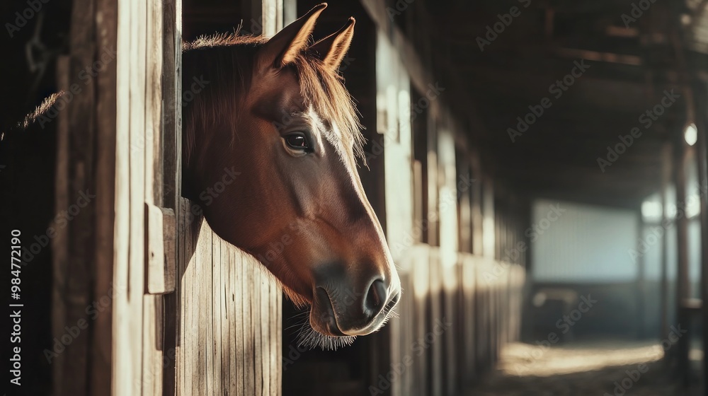 Fototapeta premium Horse in Stable Looking out