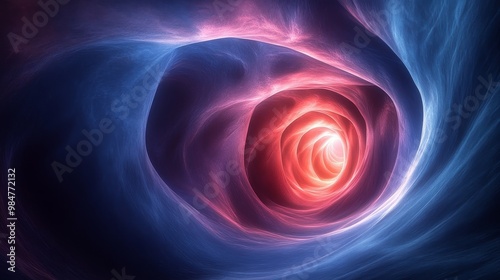 A spiral blue and red tunnel with a blue background