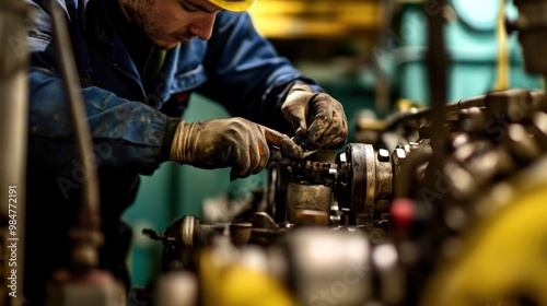 Industrial Worker Repairing Machinery