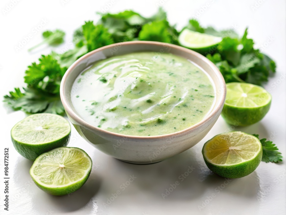 Creamy cilantro lime sauce with fresh herbs Creamy cilantro lime sauce with fresh herbs