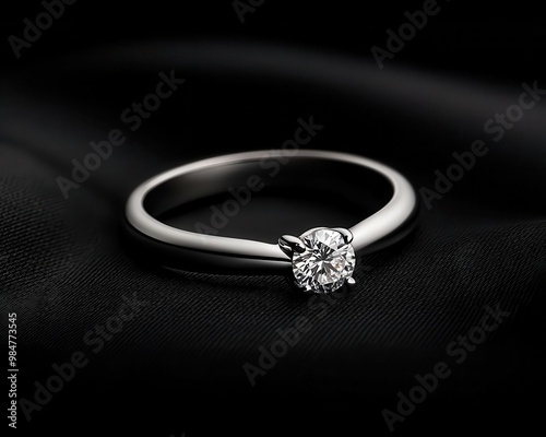 Artistic close-up of a tension-set diamond ring with a sleek contemporary band, Tension Setting, Modern Design