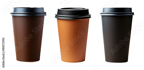 Wallpaper Mural Coffee cups, three takeaway, isolated on a transparent background Torontodigital.ca