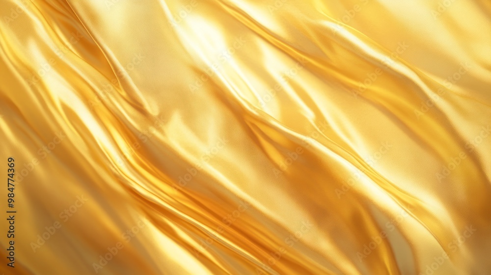 A luxurious wave of shimmering golden fabric creating an elegant and rich texture. A luxurious wave of shimmering golden fabric creating an elegant and rich texture.