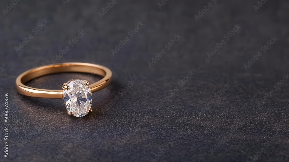 Macro view of a diamond ring with a bezel-set oval stone and polished band, Oval Ring, Modern Sophistication Macro view of a diamond ring with a bezel-set oval stone and polished band, Oval Ring, Modern Sophistication