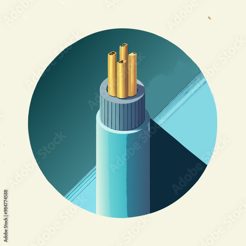 Electric cable close-up with exposed wires, energy and technology concept