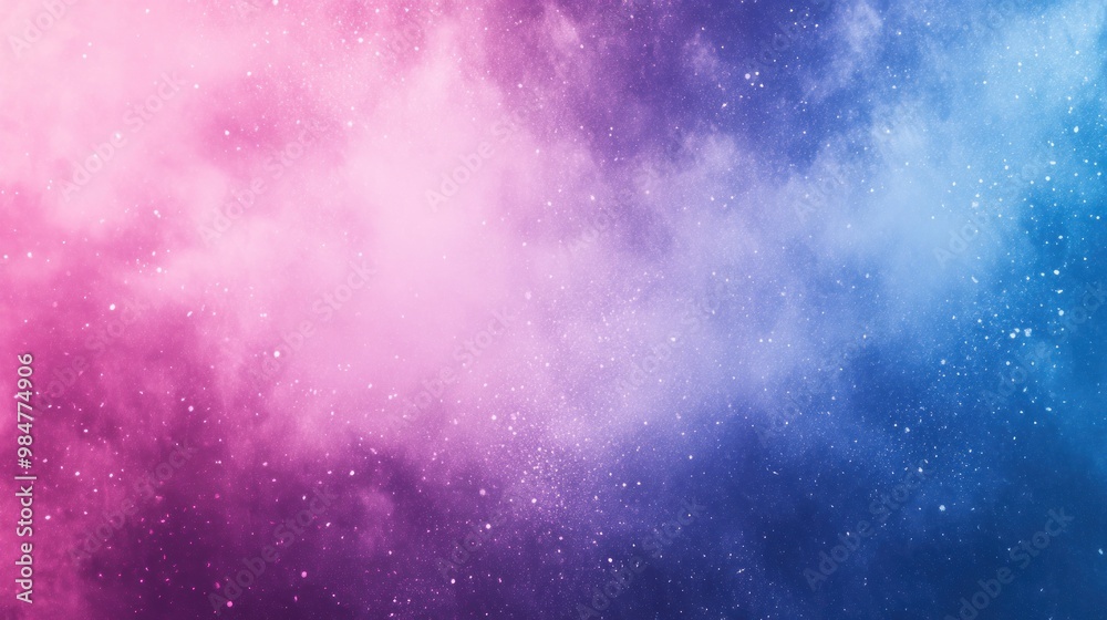 Fototapeta premium A vibrant cosmic backdrop featuring ethereal pink and blue hues with starry specks, evoking a sense of wonder and exploration.