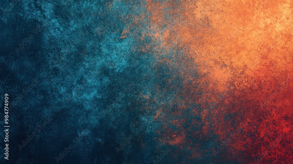 Abstract textured background blending hues of blue and orange, creating a vibrant artistic atmosphere. Abstract textured background blending hues of blue and orange, creating a vibrant artistic atmosphere.