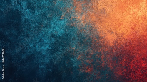 Abstract textured background blending hues of blue and orange, creating a vibrant artistic atmosphere.