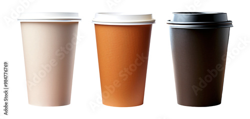 Wallpaper Mural Coffee cups, three takeaway, isolated on a transparent background Torontodigital.ca
