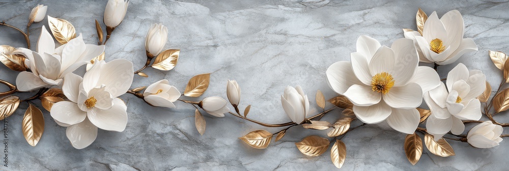 Fototapeta premium Discover a breathtaking collection of pure white flowers, each showcasing their delicate petals and serene beauty, making them the ideal choice for any botanicalthemed project you may have in mind