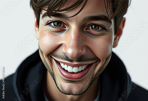 Realism and Low Poly A realistic portrait of a smiling person wi photo