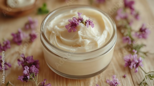 Organic face cream applied gently to the skin, promoting natural care