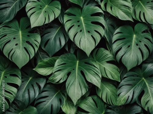 Wallpaper Mural A dense arrangement of lush green leaves, creating a vibrant and tropical backdrop. Torontodigital.ca