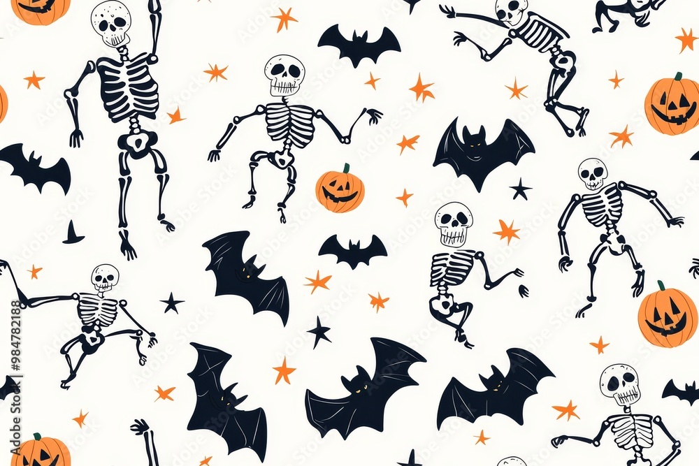 Fototapeta premium Halloween Skeletons Macabre Dance