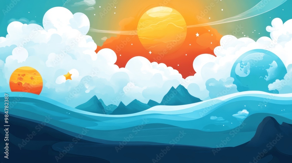 Layers of atmosphere infographic in cartoon vector style. Science for kids. Layers of atmosphere infographic in cartoon vector style. Science for kids.