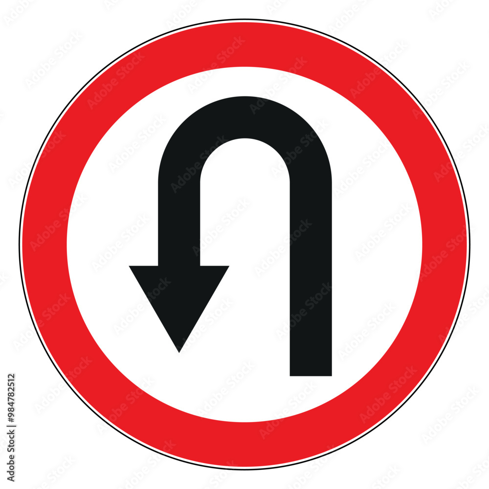 Traffic Signal U-Turn Vector Isolated on White Background Traffic Signal U-Turn Vector Isolated on White Background