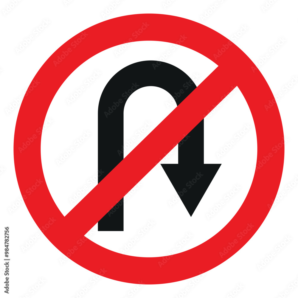 Traffic Signal No U-Turn Vector Isolated on White Background Traffic Signal No U-Turn Vector Isolated on White Background