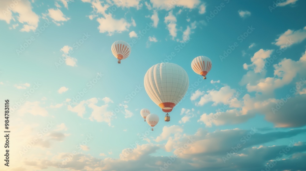 Obraz premium Hot air balloons floating in the sky