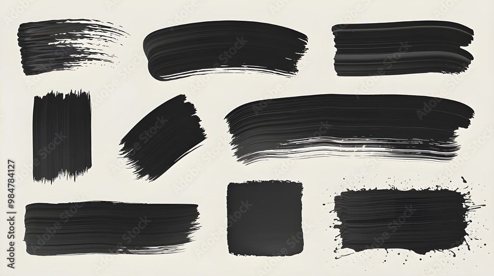 Black Brush Strokes Set Abstract Pnt Texture Design Elements Black Brush Strokes Set Abstract Pnt Texture Design Elements