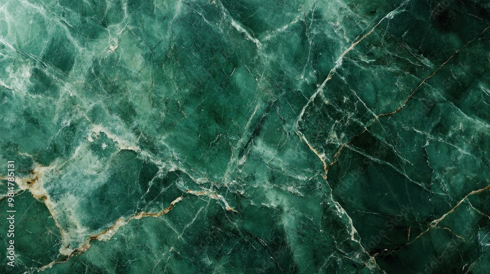 A detailed close-up of rich green marble with intricate veining and natural patterns. A detailed close-up of rich green marble with intricate veining and natural patterns.
