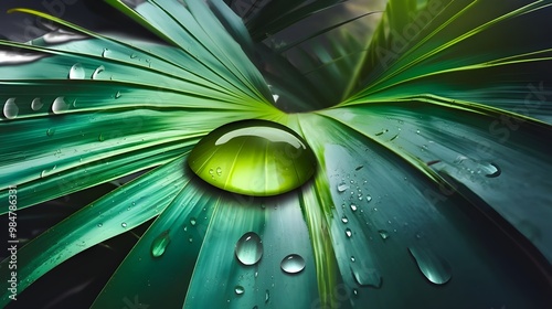 Green Leaf with Water Droplet photo