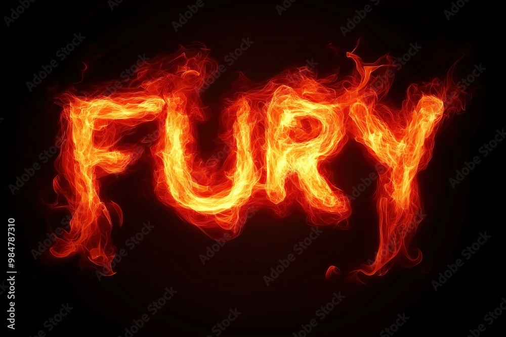 Fury text on flames, fiery text Fury text on flames, fiery text