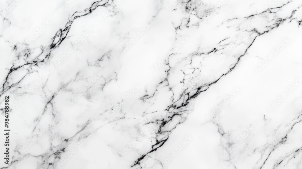 Close-up of elegant white marble surface showcasing intricate black veining. Close-up of elegant white marble surface showcasing intricate black veining.