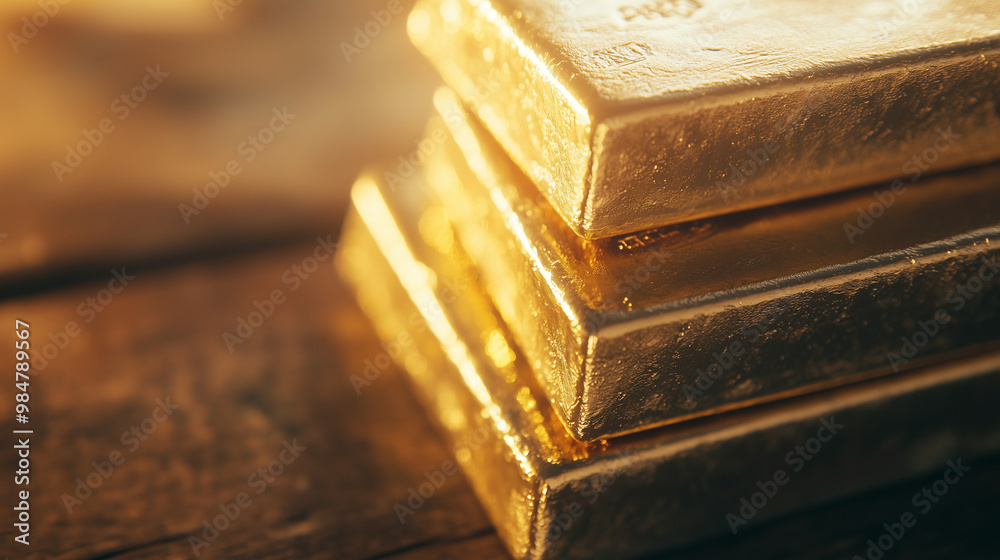 Stack of Gold Bars on Wooden Table - Luxury and Wealth Stack of Gold Bars on Wooden Table - Luxury and Wealth