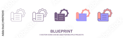 Action plan concept. Business and marketing, objective, strategy, Plan and implementation. Businessman touching action plan icon on virtual screen for Strategic, a set of icons with 5 different styles