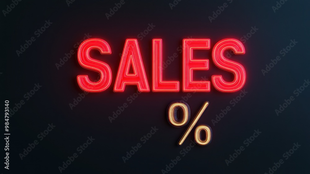 neon sales sign with glowing red letters for promotional events neon sales sign with glowing red letters for promotional events
