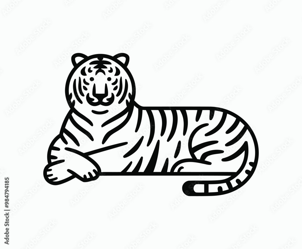 Fototapeta premium Wild animal tiger silhouette EPS vector isolated illustration template on a white background