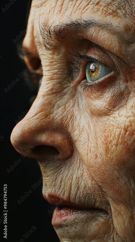 Close-up Portrait of an Elderly Woman's Face Close-up Portrait of an Elderly Woman's Face