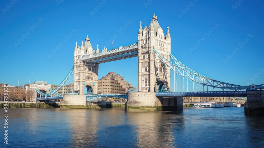 Obraz premium London's famous Tower Bridge, with the River Thames flowing beneath on a clear day
