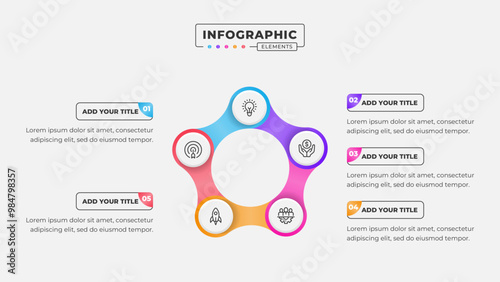 Vector 5 steps business process infographic design template