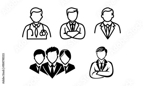 set of management web editable icons, set of business people icon