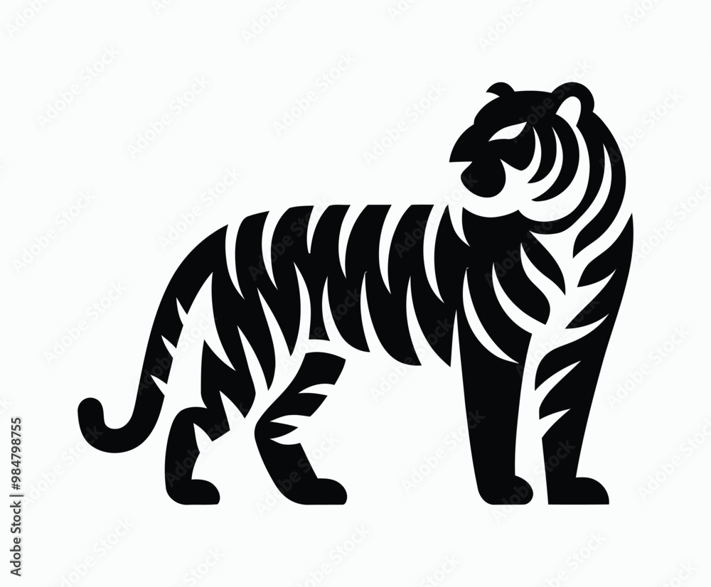 Wild animal tiger silhouette EPS vector isolated illustration template on a white background Wild animal tiger silhouette EPS vector isolated illustration template on a white background