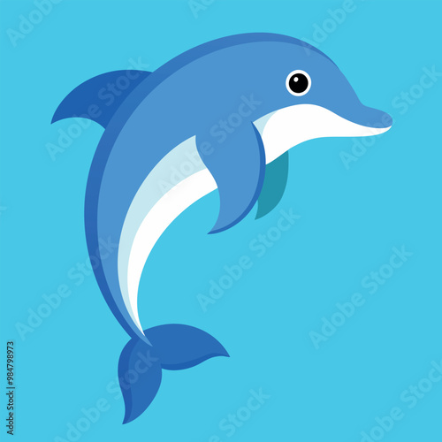 Bottlenose dolphin vector art illustration. 