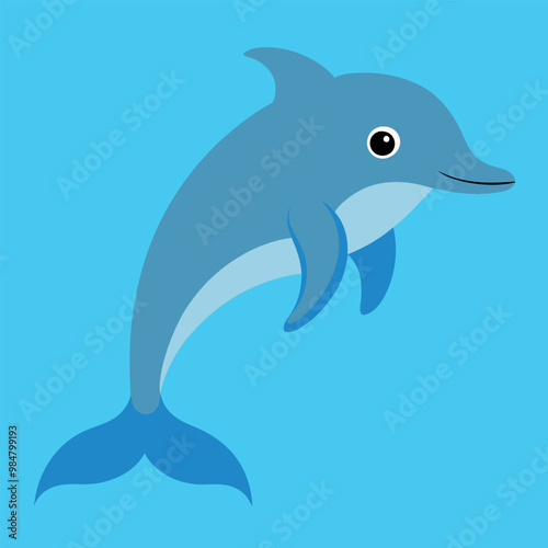 Bottlenose dolphin vector art illustration.

