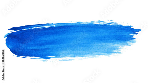 Blue paint brush strokes, isolated on transparent background