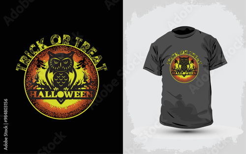 Halloween T-shirt design costume template. Happy Halloween, scary trendy vector t-shirt design. Halloween vector clothing apparel t-shirt design