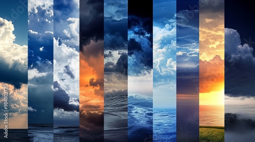 A collection of pictures showing various types of weather.