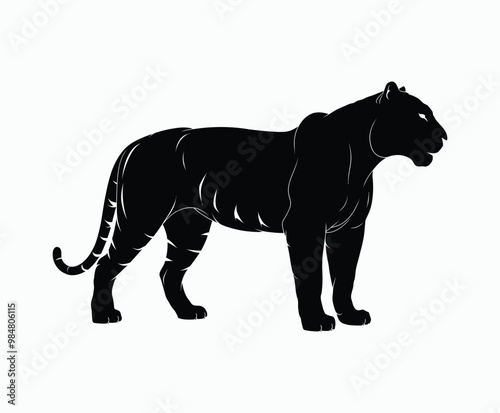 Wild animal tiger silhouette EPS vector isolated illustration template on a white background