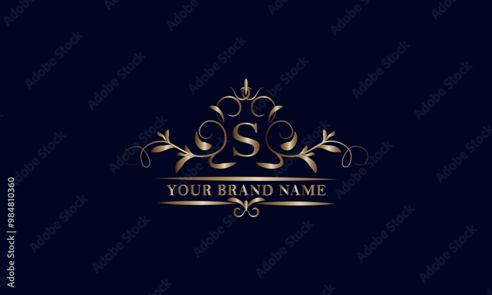 Elegant initial letter S monogram template. Exquisite illustration of company brand, emblem for restaurant, royalty, boutique, cafe, hotel, heraldic, jewelry, fashion. Elegant initial letter S monogram template. Exquisite illustration of company brand, emblem for restaurant, royalty, boutique, cafe, hotel, heraldic, jewelry, fashion.